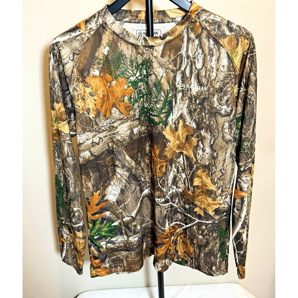 Magellan Outdoors Men’s M Regular Realtree Camo Long Sleeve Polyester TShirt EUC